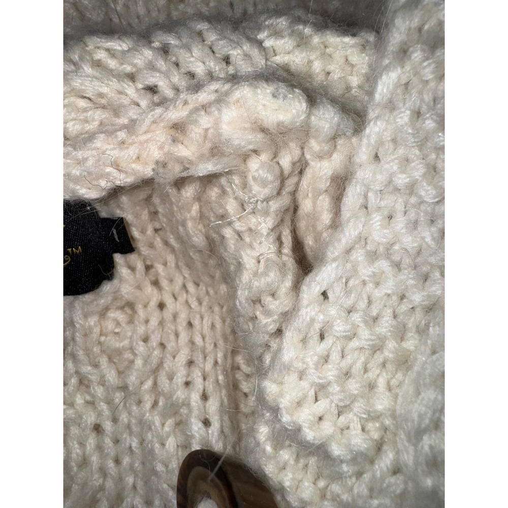 Icelandic Design cream cable knit hooded toggle button cardigan agate button med - Picture 7 of 10